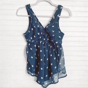 Abercrombie & Fitch Sleeveless Polka Dot Navy Blouse Size XS